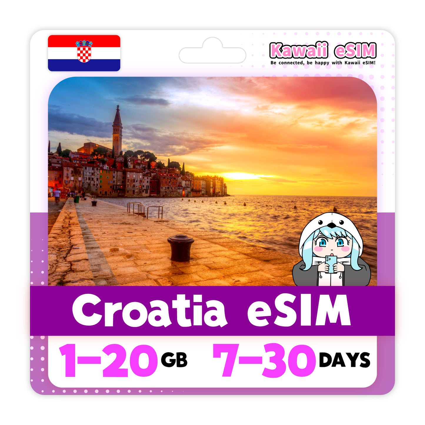 Croatia eSIM plan images_Kawaii-esim
