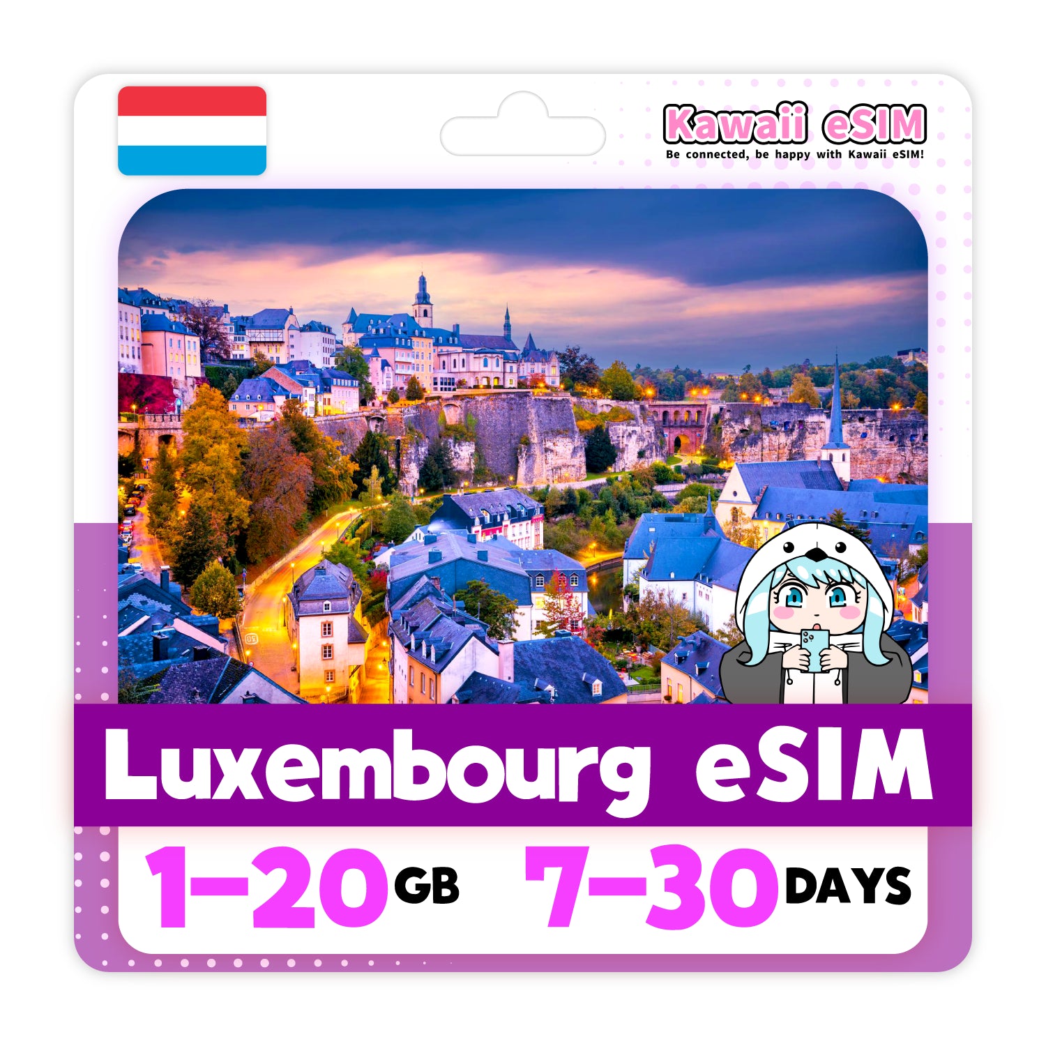 Luxembourg eSIM plan images_Kawaii-esim