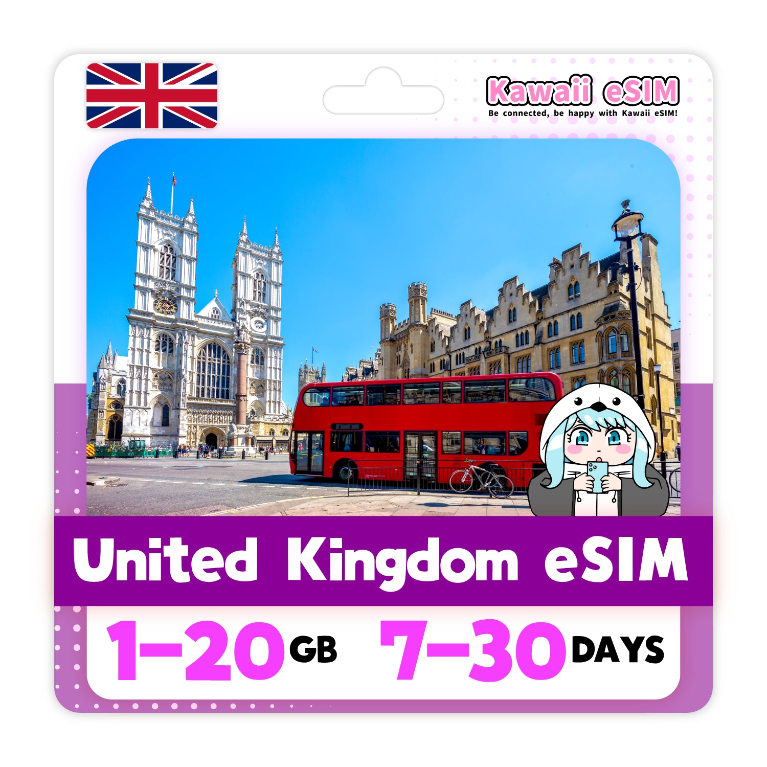 United Kingdom eSIM plan 2 images_Kawaii-esim