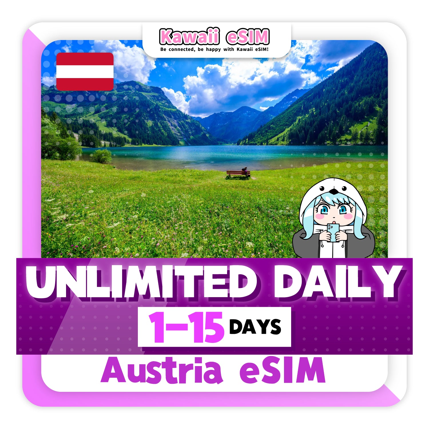 Austria eSIM plan Unlimited images_Kawaii-esim