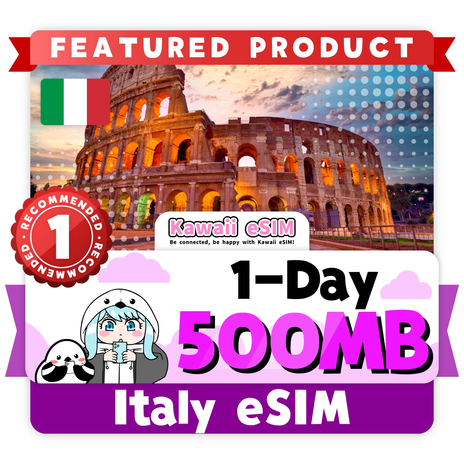 Italy eSIM plan Unlimited images_Kawaii-esim
