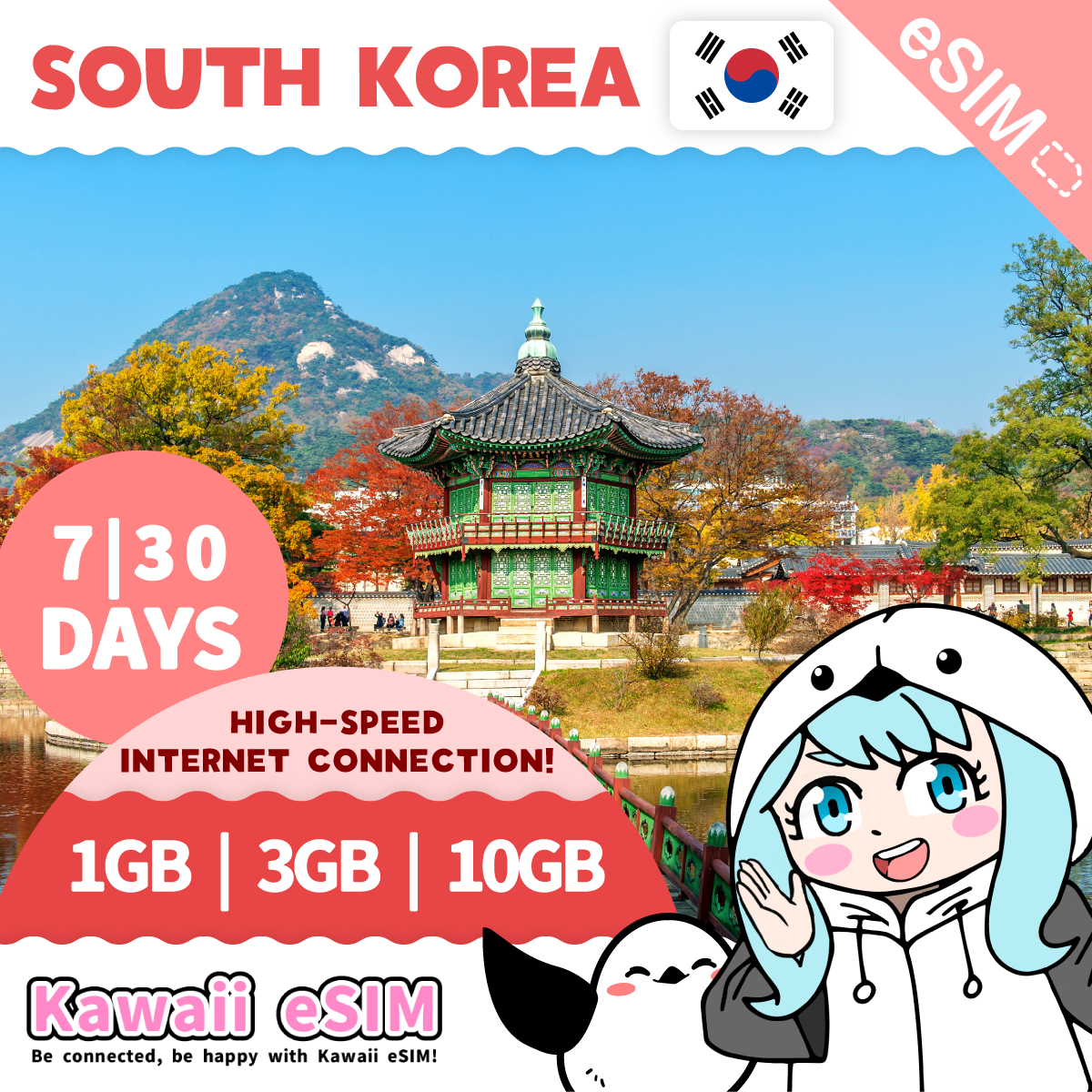 South Korea eSIM plan images_Kawaii-esim